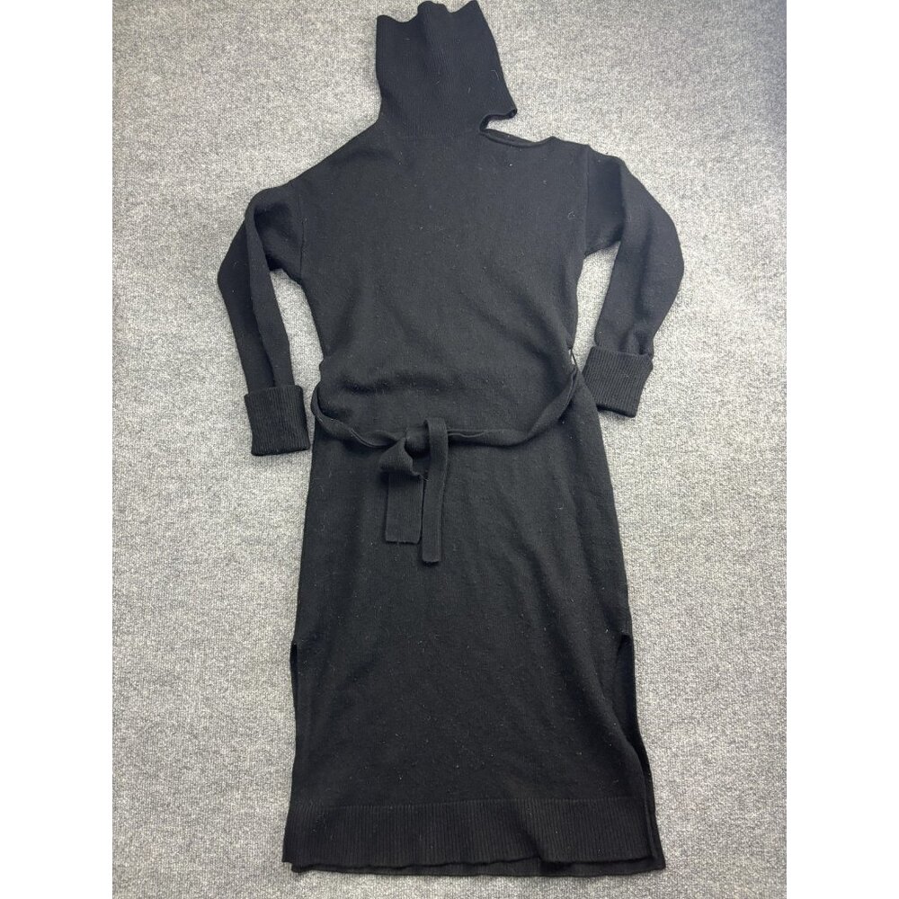 Paige Sweater Dress Womens Medium Black Wool Turtleneck Belted Long Sleeve‎ Knit